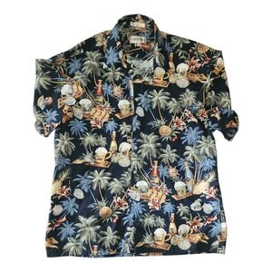 Campia Moda Shirt Mens Size L Large Hawaiian Floral Beer Vacation Beach Seashell